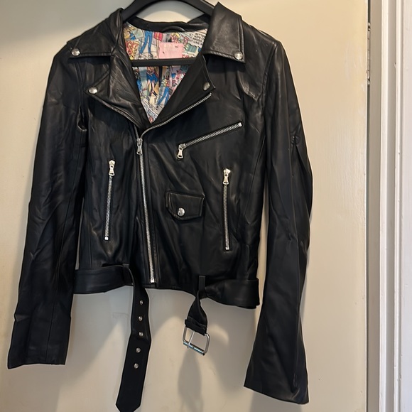 Betty & Veronica by Christian Francis Roth faux vegan Harper motorcycle jacket L - Picture 2 of 10